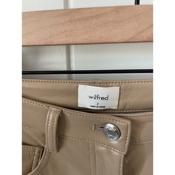 Wilfred Melina Faux Leather High Rise Pants Size 2 Tan Camel Straight Leg - Picture 9 of 10